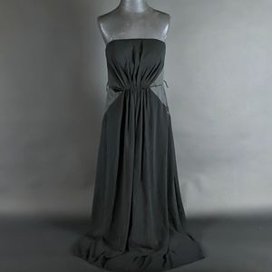 Black Strapless Maxi Dress Bridesmaid Formal